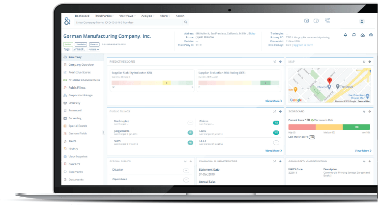 Dun & Bradstreet Singapore Risk Analytics Third Party Summary Page