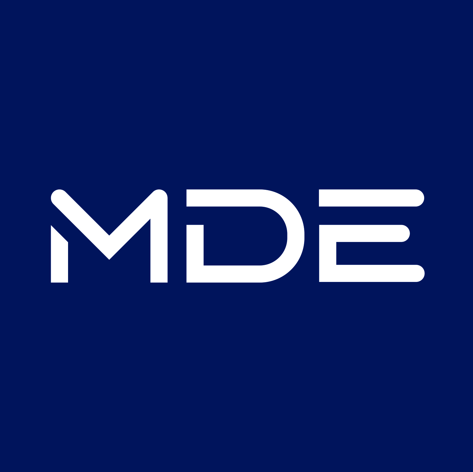 MDE logo on a dark blue background