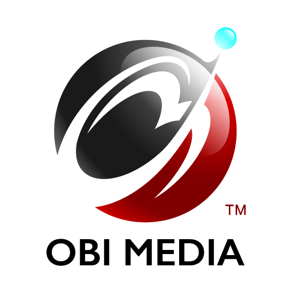 OBI Media logo: red and gray globe with a swoosh and a small blue dot