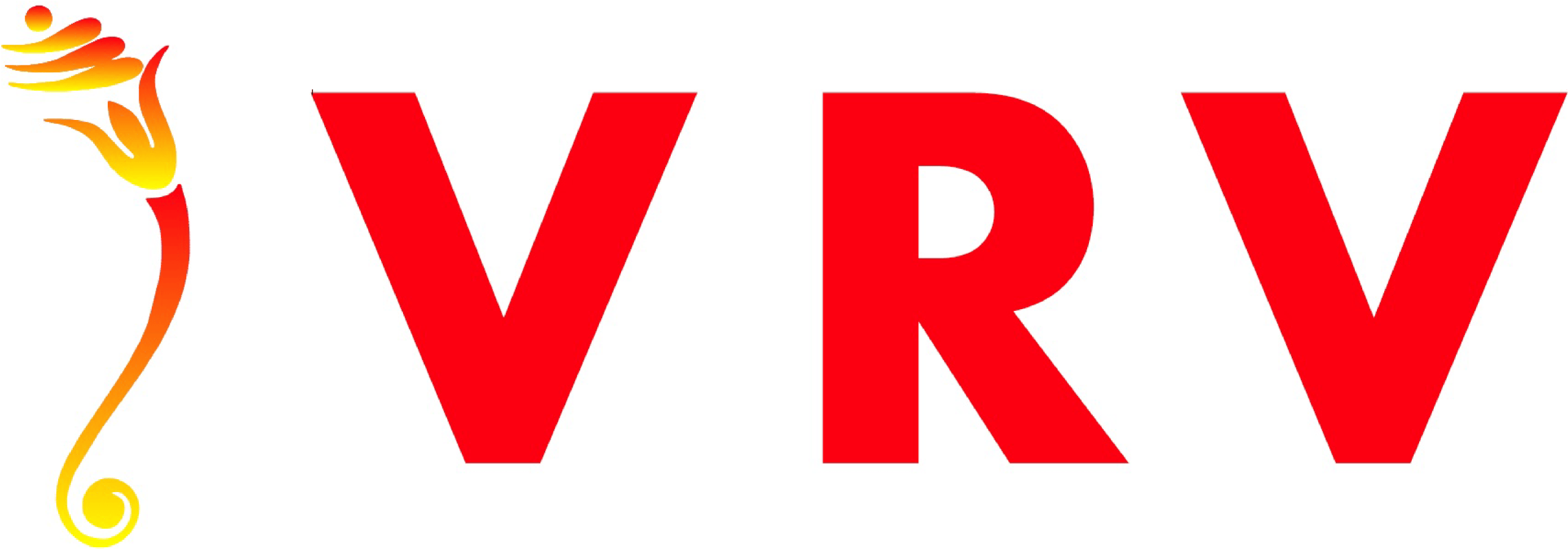 VRV logo with stylized flame design