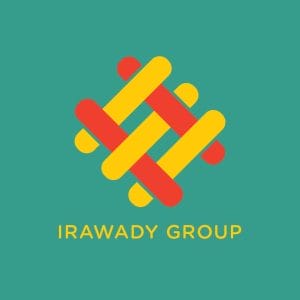 Irawady Group logo: Interlocking red and yellow shapes.
