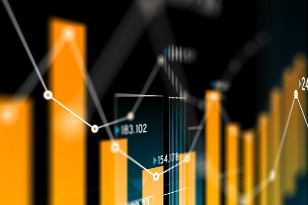 Graph showing upward and downward trends in financial data, with key figures 183.102 and 154.178 highlighted.