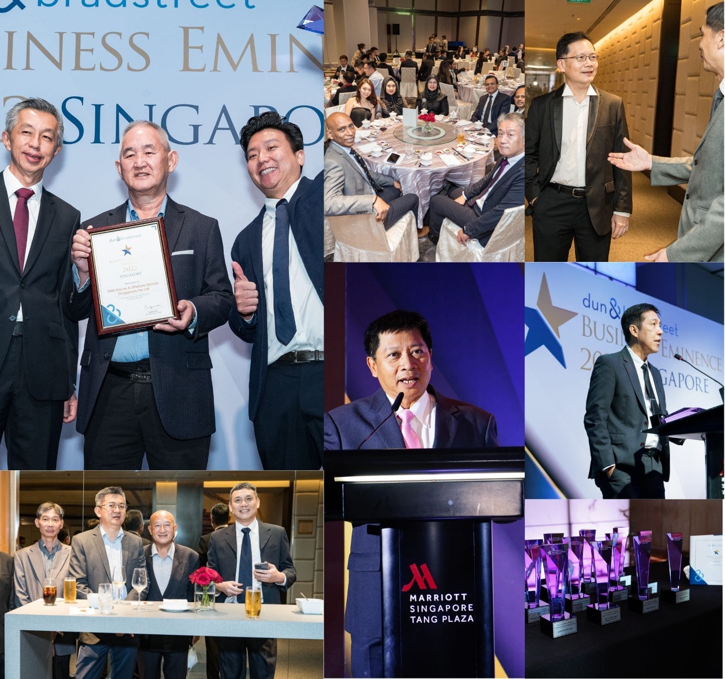 Business Eminence Awards Singapore event collage. SME awards presentation and networking.